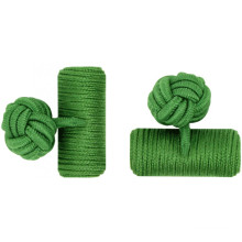 Green Custom Barrel Elastic Silk Knot Cufflinks